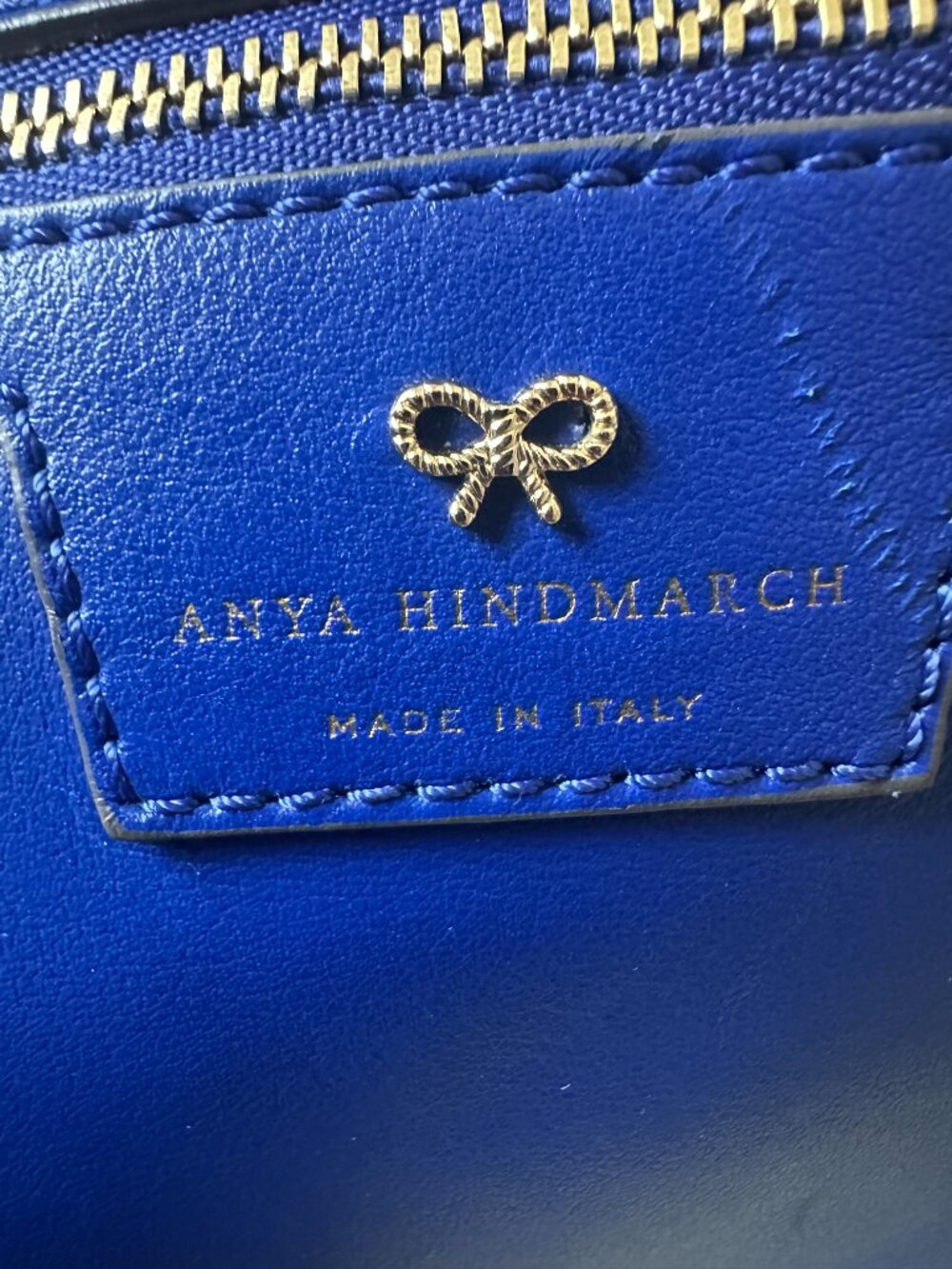 Anya Hindmarch Ebury Tote Bag Winking Smiley 2-Way Top Handle Cobalt Blue - Picture 10 of 10